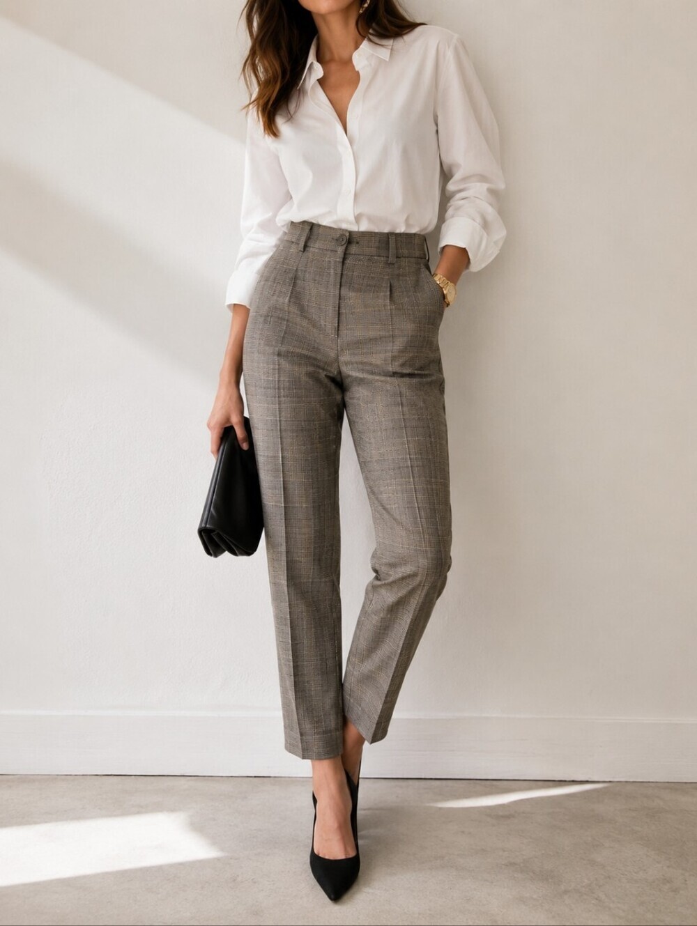 Zara Plaid Gray Chino Pants